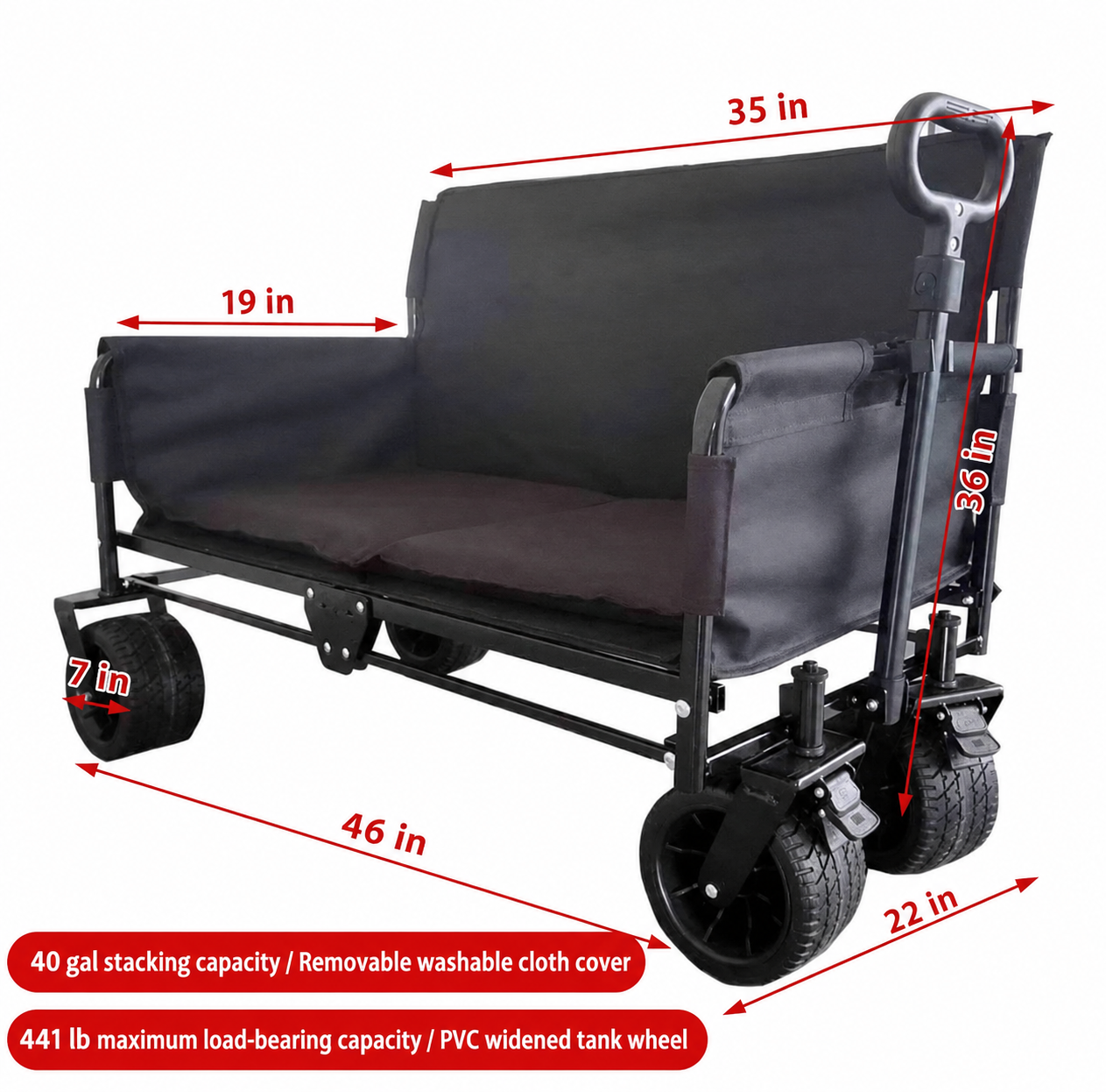 The Sideline Seat Wagon | 2-in-1 Folding Wagon Bench