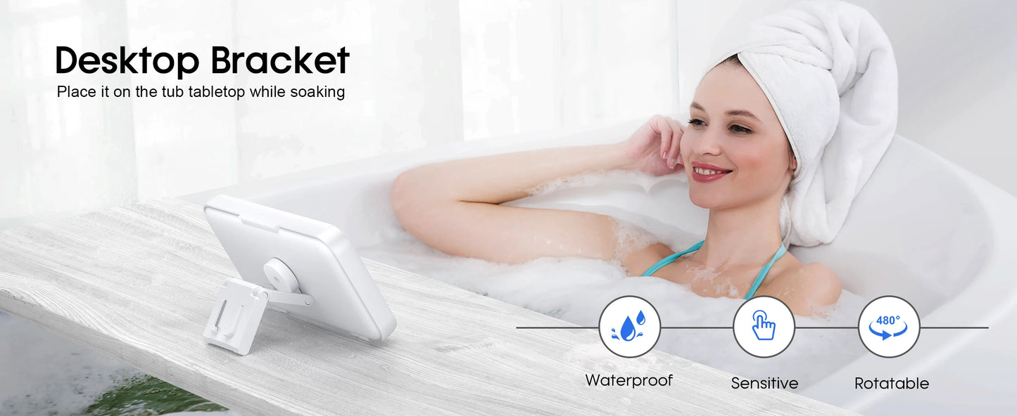 Shower Phone Holder with Speaker  480 Rotation, Wall Phone Mount for Shower Waterproof Anti Fog Shower Case for 4-7" Phones